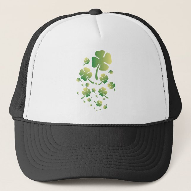 St. Patrick's Gradient Clover Trucker Hat (Front)