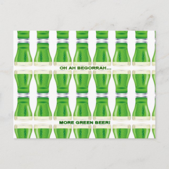 St. Patrick's Green Beer Pattern Postcard (Front)