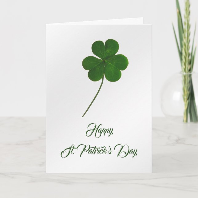 St Patricks Green Clover Holiday Card (Front)