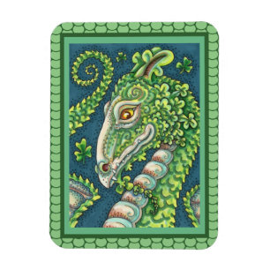 ST. PATRICK'S GREEN SHAMROCK DRAGON, IRISH FANTASY MAGNET