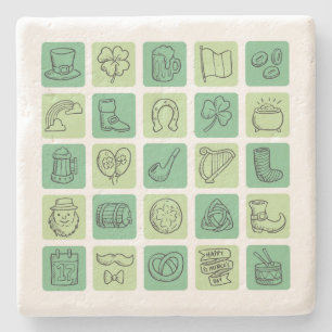 St. Patrick's Hand Drawn Icons ID635 Stone Coaster
