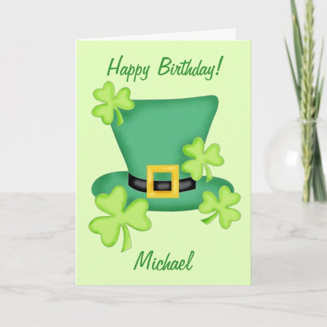 St. Patrick's Happy Birthday Name Personalised Card (Front)