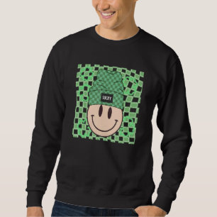 St Patricks Happy Face Hat Lucky Vibes Retro Irish Sweatshirt