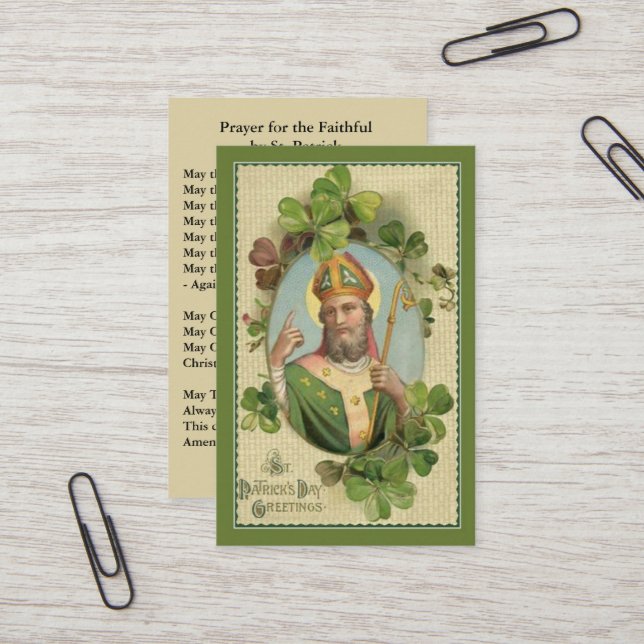 St. Patrick's  Holy Card with Irish Prayer (Front/Back In Situ)