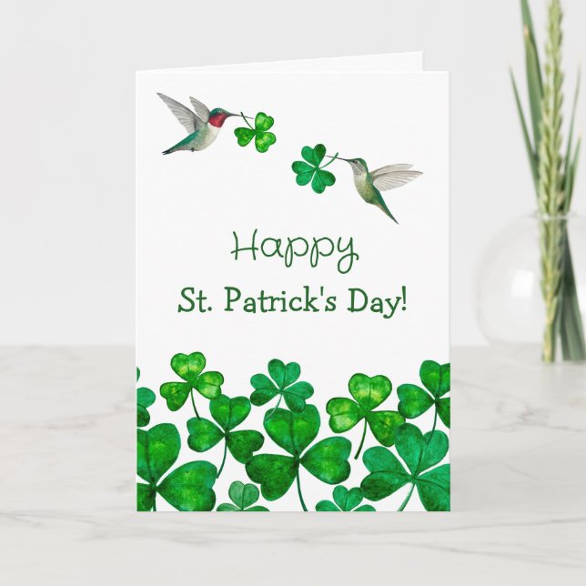 St. Patrick's Hummingbirds Holiday Card (Front)
