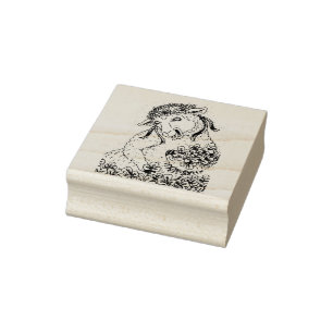 ST. PATRICK'S IRISH EWE AND SHAMROCKS RUBBER STAMP