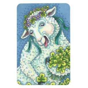 ST. PATRICK'S IRISH EWE & SHAMROCKS MAGNET