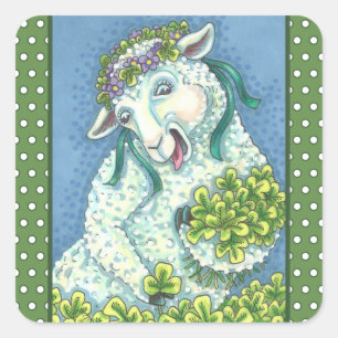 ST. PATRICK'S IRISH EWE & SHAMROCKS STICKERS Sheet