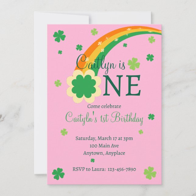 St. Patrick's Irish First 1st Birthday Invitation (Front)
