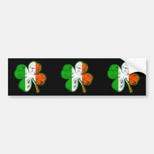 St Patricks Irish Flag Shamrock in grunge style Bumper Sticker