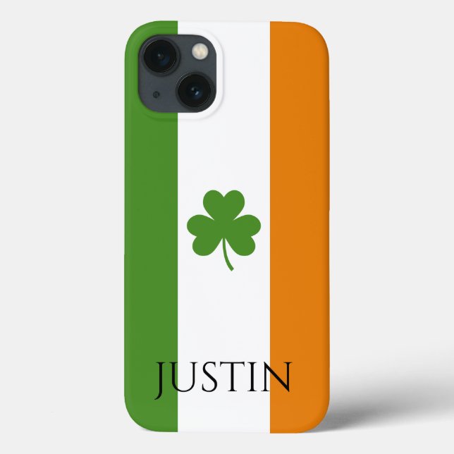 St Patrick's Irish Flag w Shamrock | Personalise  Case-Mate iPhone Case (Back)