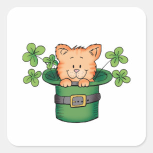 St. Patricks Kitty Square Sticker
