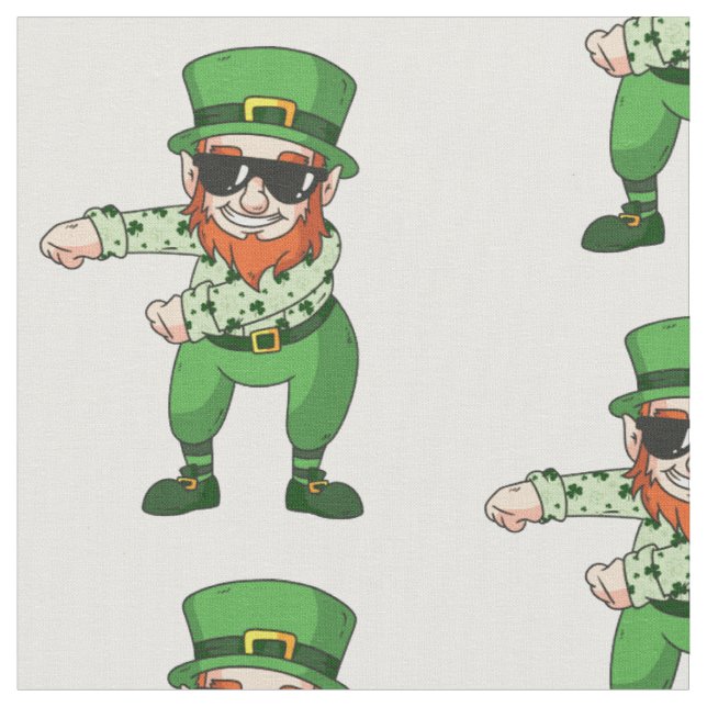 st patricks leprechaun flossing dancing fabric (Close Up)