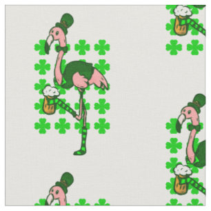 st patricks leprechaun pink flamingo fabric