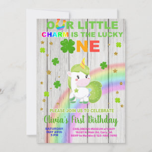 St. Patrick's little charm birthday party invite. Invitation