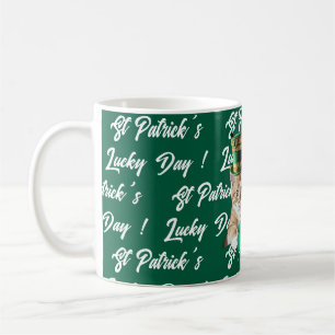 St Patrick's Lucky Day Cute Cat Leprechaun Hat, Coffee Mug