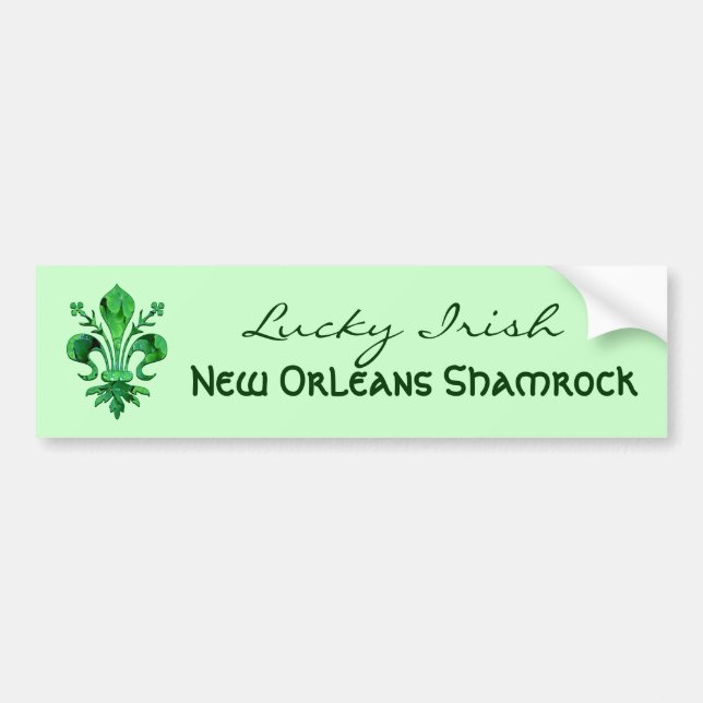 St. Patrick's Lucky Fleur de lis Bumper Sticker (Front)