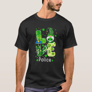 St Patricks Lucky Funny Police Gnome Leopard Green T-Shirt