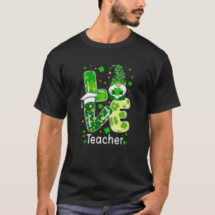 St Patricks Lucky Funny Teacher Gnome Leopard Gree T-Shirt