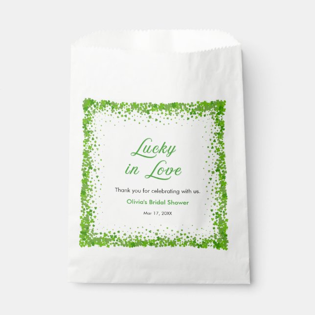 St Patrick's Lucky in Love Bridal Shower Thank You Favour Bag (Front)