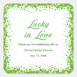 St Patrick's Lucky in Love Bridal Shower Thank You Square Sticker