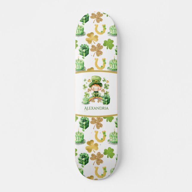 St Patricks Lucky One Birthday  Skateboard (Front)