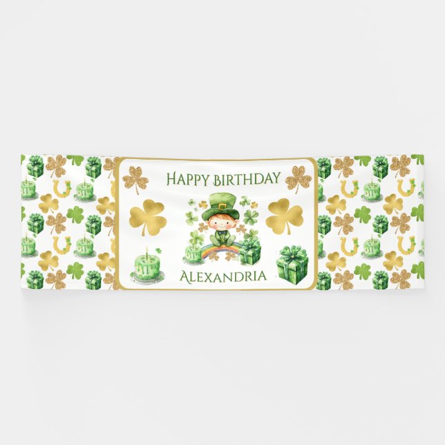 St Patricks Lucky One First Birthday  Banner (Horizontal)