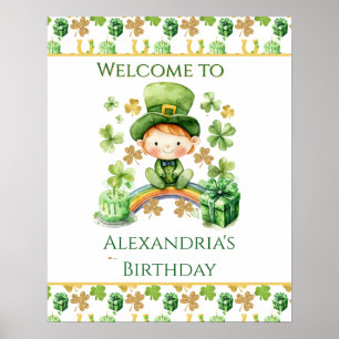 St Patricks Lucky One First Birthday Welcome Poster
