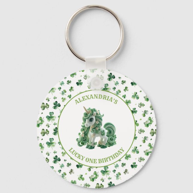 St Patricks Lucky One Unicorn Keychain (Front)