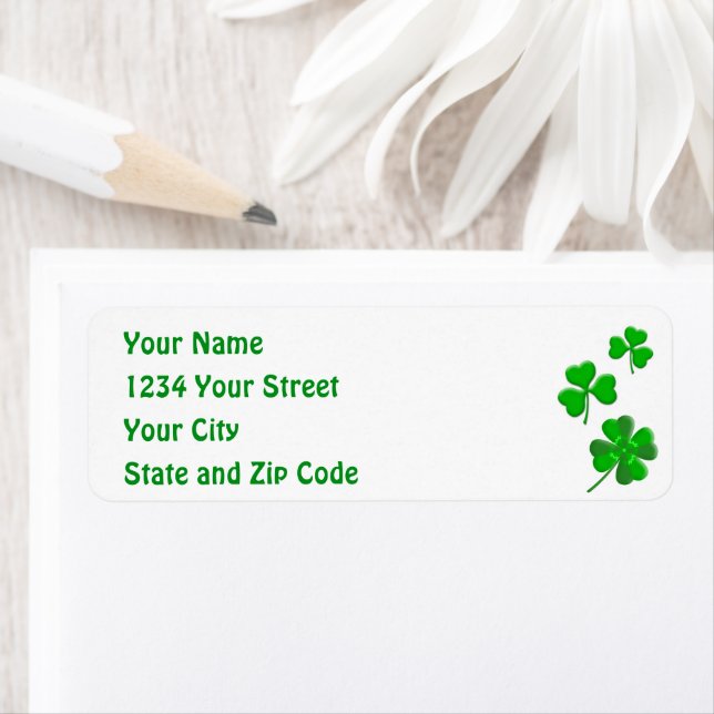 St Patrick's Lucky Shamrock Personalized Address Return Address Label (Insitu)