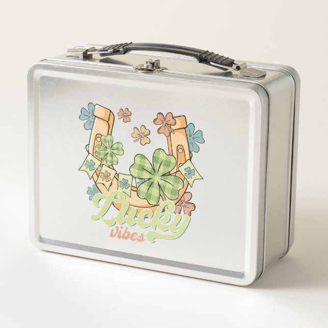 St. Patrick's Lucky Vibes Metal Lunch Box (Front)