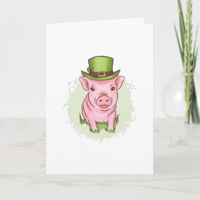 St Patrick's mini pig Card (Front)