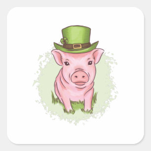 St Patrick's mini pig Square Sticker