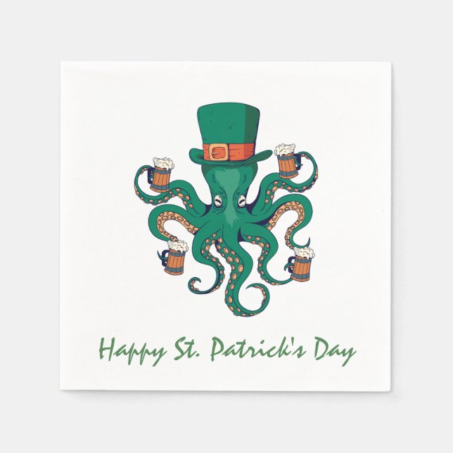 St Patricks Octopus Napkin (Front)