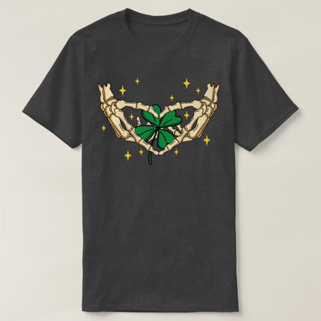 St Patricks Paddy Day Four Leaf Clover Shamrock Sk T-Shirt (Design Front)