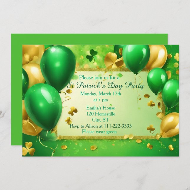 St Patrick's Party Invite (Front/Back)