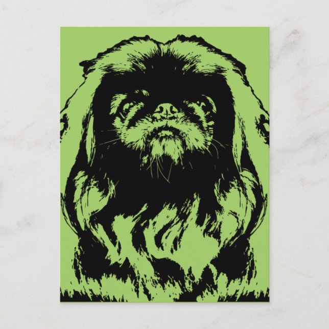St Patricks - Pekingese  Silhouette - Pebbles Postcard (Front)