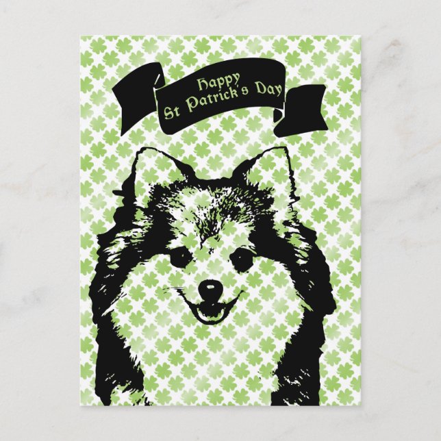 St Patricks - Pomeranian Silhouette Postcard (Front)
