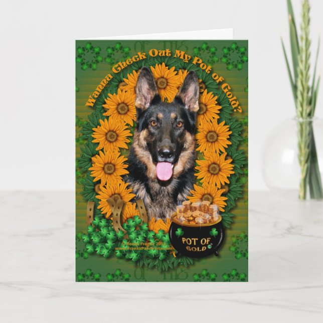 St Patricks - Pot of Gold - German Shepherd - Kuno Card (Front)