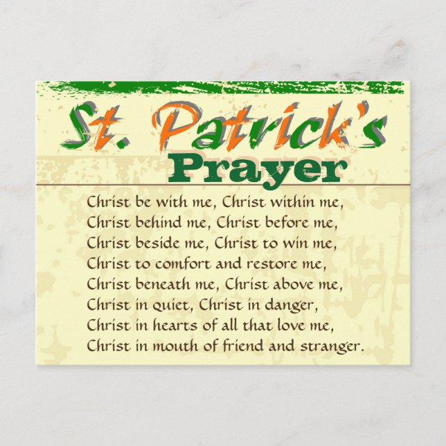 St. Patrick's Prayer, Christ Within Me Postcard (Front)