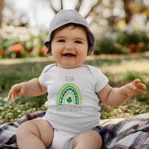 St. Patrick's Rainbow   Happy Whimsical Shamrock Baby Bodysuit