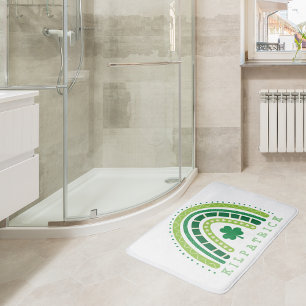 St. Patrick's Rainbow  	Happy Whimsical Shamrock Bath Mat