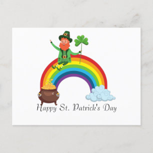 St. Patrick's Rainbow  Happy Whimsical Shamrock Postcard