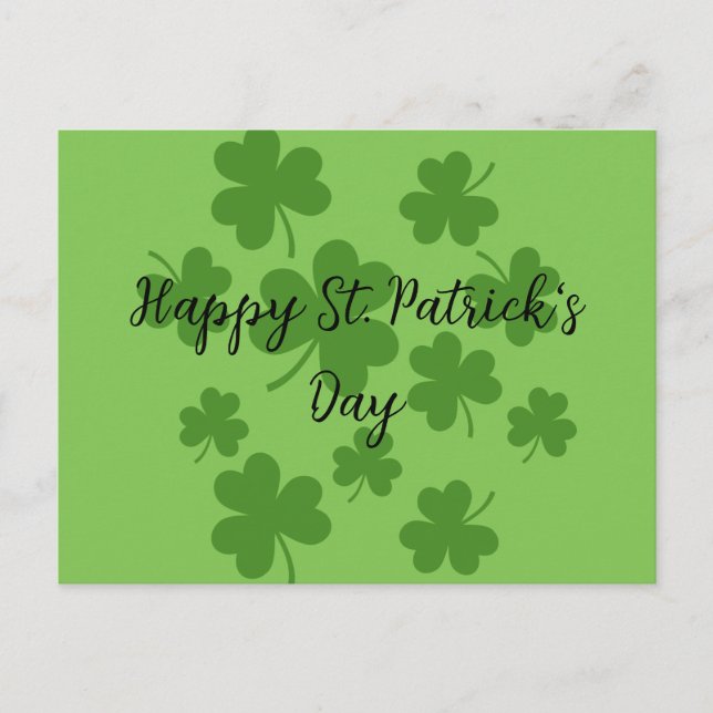 St Patrick's Shamrock Clover Pattern | Add Text Holiday Postcard (Front)
