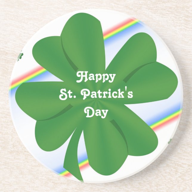 St. Patrick's Shamrock Sandstone Coaster (Front)