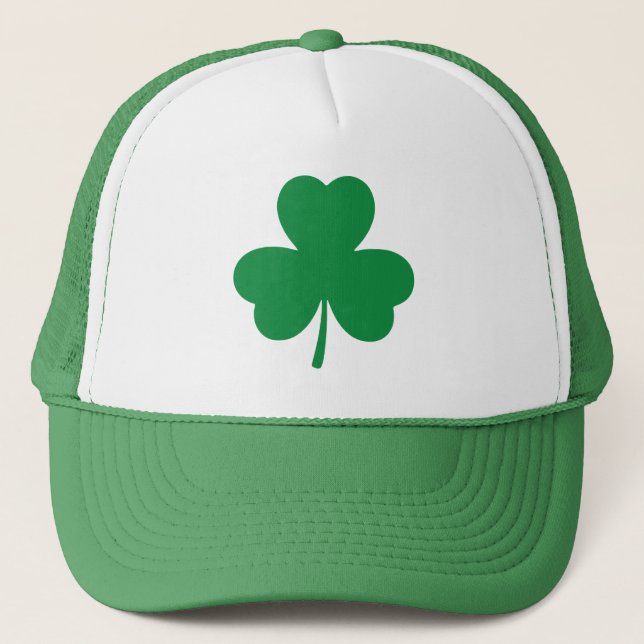 St Patricks Simple Green Shamrock Trucker Hat (Front)