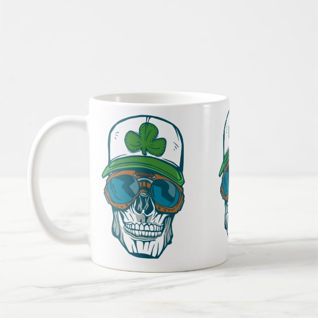 st patricks skeleton trucker skull coffee mug (Left)