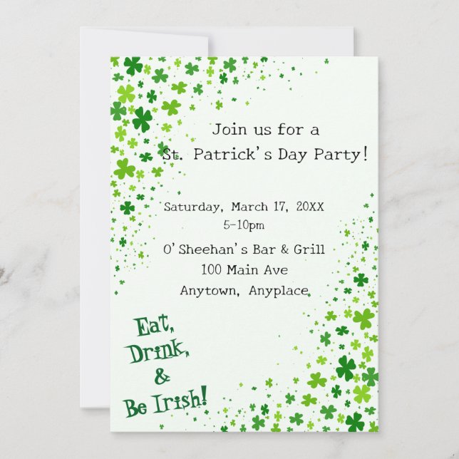 St. Patrick's St. Patty's Day Party Invitation (Front)