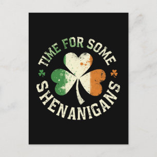 St. Patrick's Time For Some Shenanigans Clover Fun Holiday Postcard