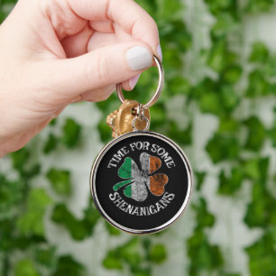 St. Patrick's Time for Some Shenanigans Clover Key Ring